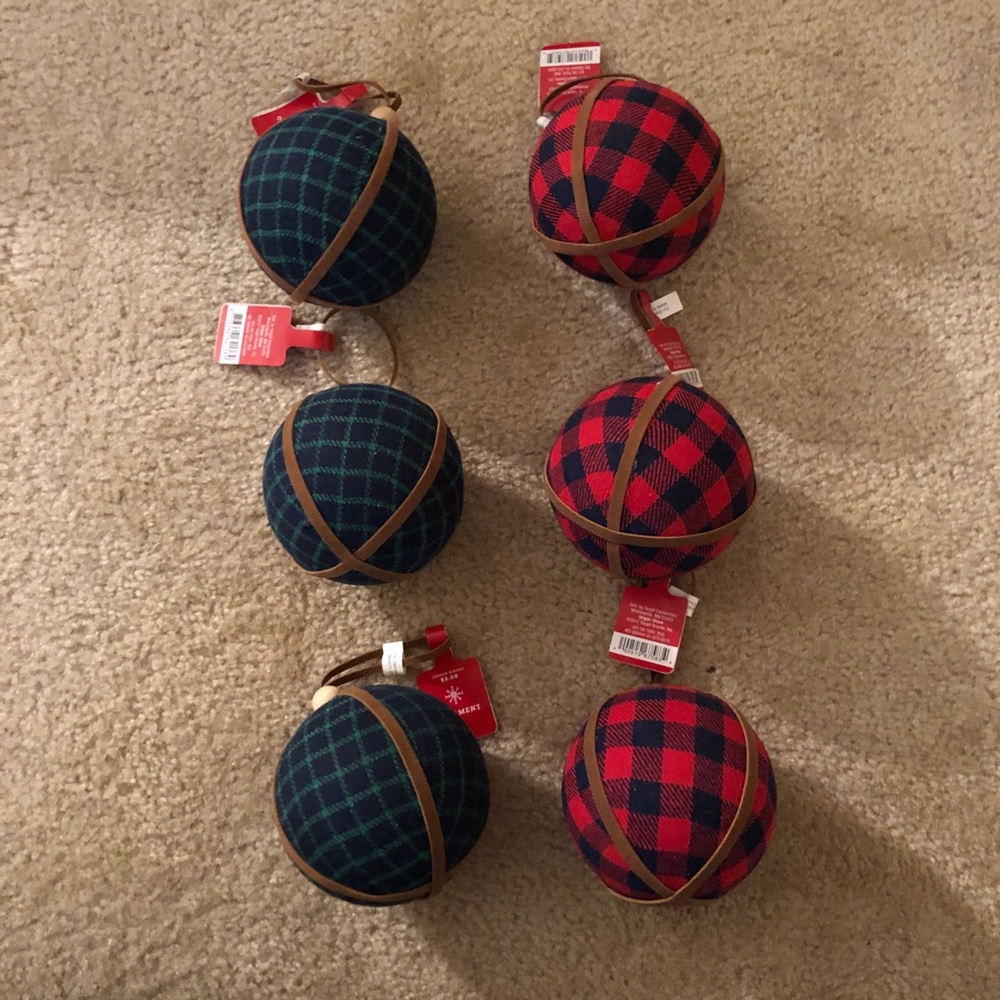 NTW Target Wondershop Plaid ornaments.